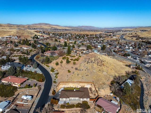 bird's eye view featuring a mountain view