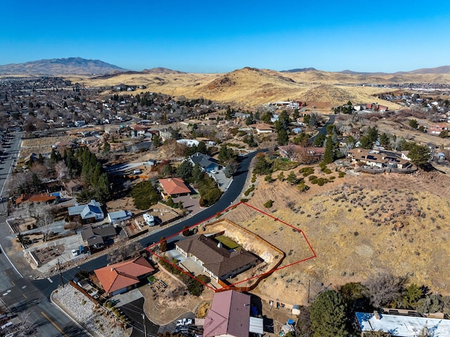 drone / aerial view with a mountain view