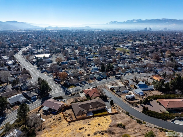 bird's eye view with a mountain view