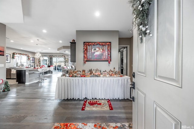 foyer entrance with dark wood-type flooring