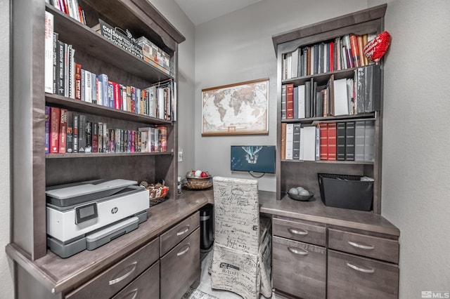 home office featuring built in desk