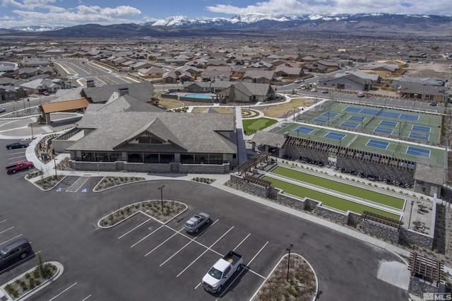 bird's eye view with a mountain view