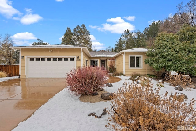 single story home with a garage