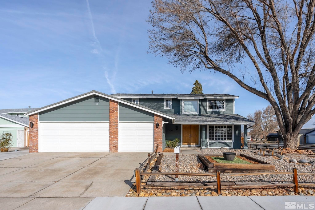 view of property featuring a garage