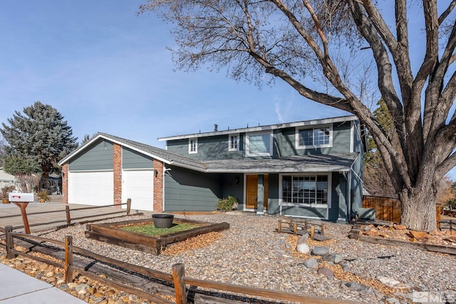 view of front property with a garage