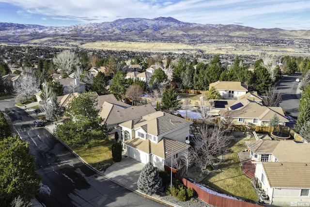 bird's eye view featuring a mountain view