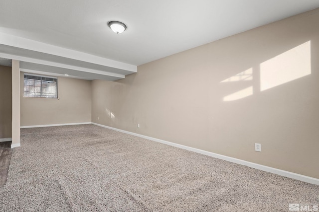 basement with carpet flooring