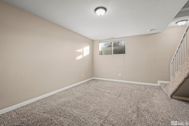 basement with carpet