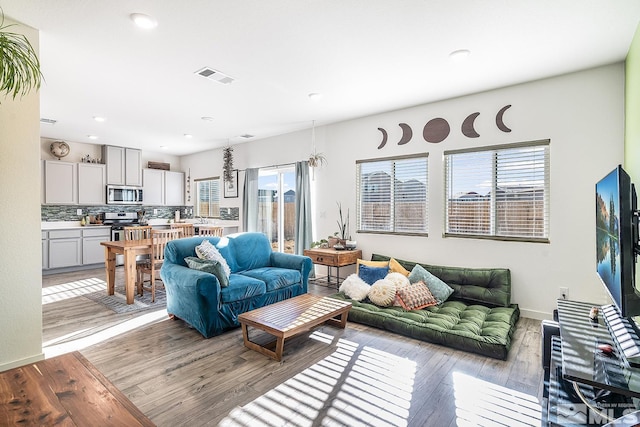 living room featuring hardwood / wood-style flooring