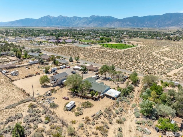 drone / aerial view featuring a mountain view