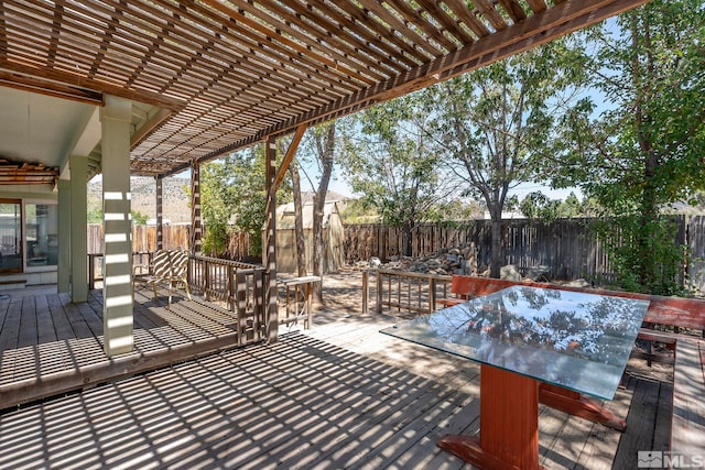 deck featuring a pergola