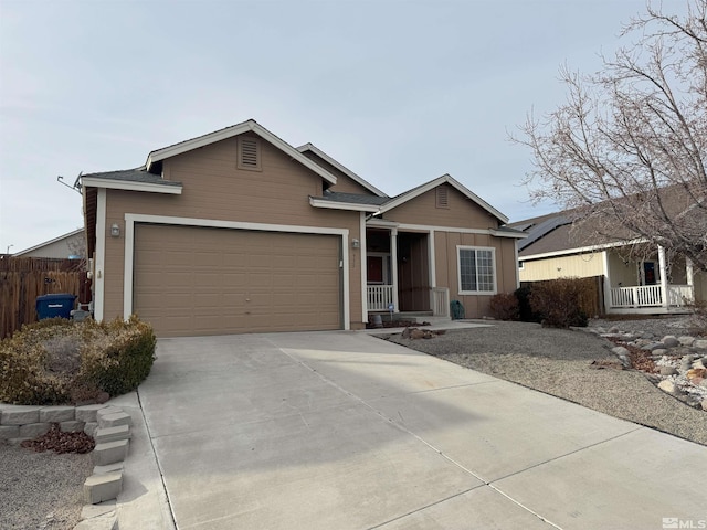 ranch-style house featuring a garage