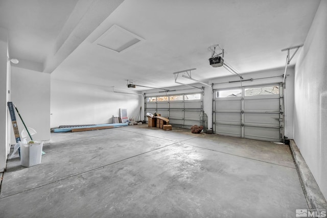 garage with a garage door opener