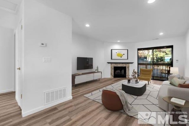 living room featuring light hardwood / wood-style floors