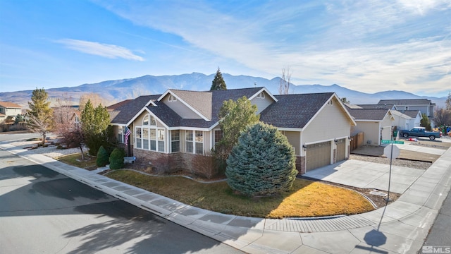 view of front of house with a mountain view