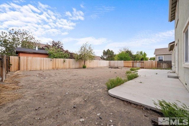 view of yard with a patio and a fenced backyard