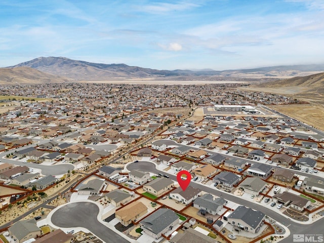 bird's eye view with a mountain view