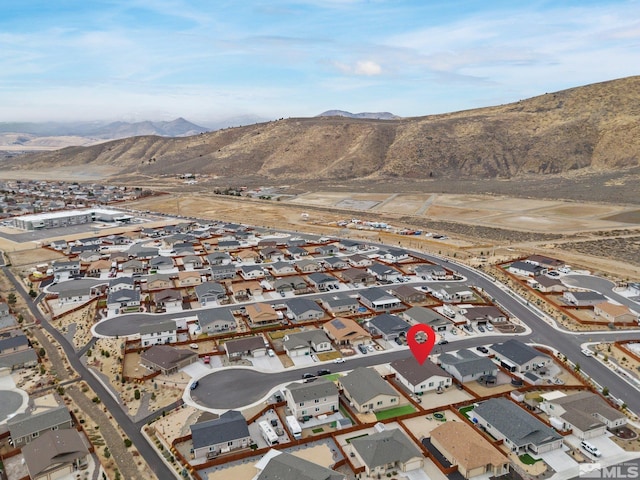 drone / aerial view with a mountain view