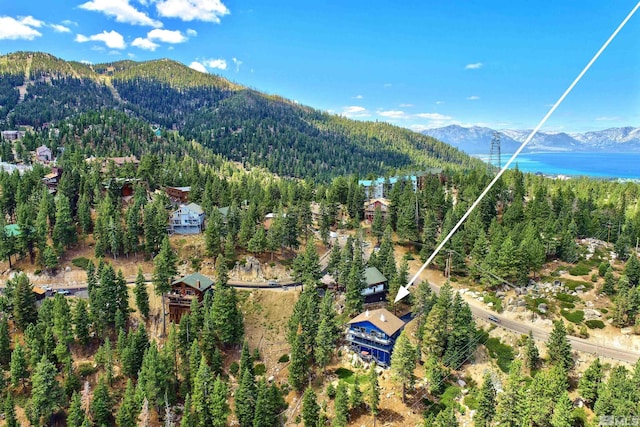 birds eye view of property with a mountain view