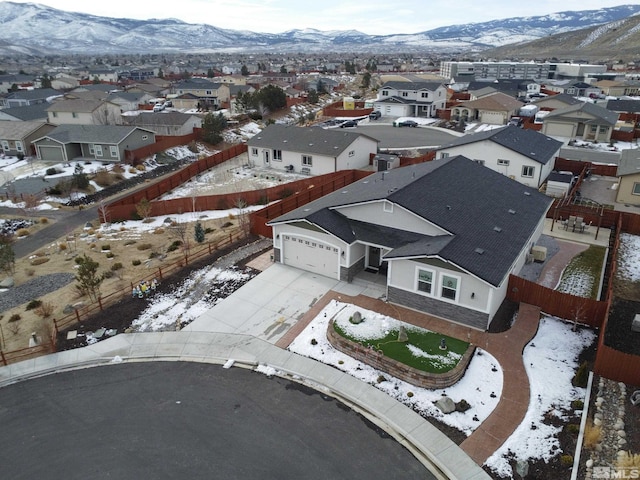 drone / aerial view with a mountain view