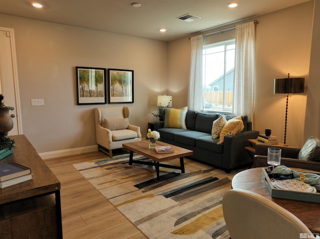 living room featuring light hardwood / wood-style flooring