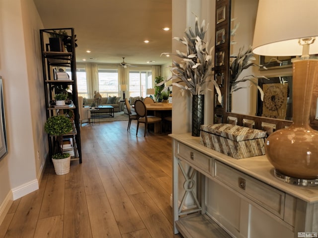 hall featuring light hardwood / wood-style flooring