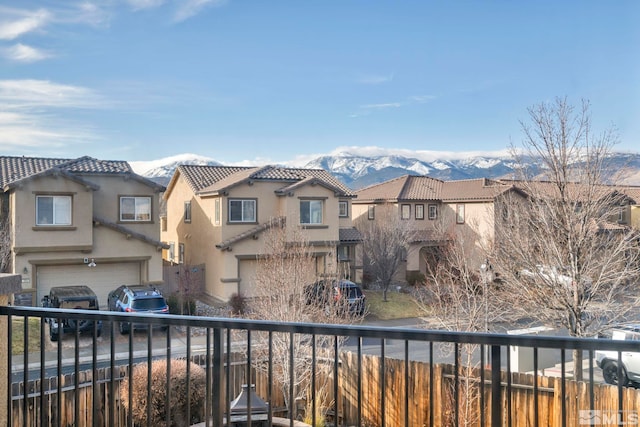 balcony featuring a mountain view and area for grilling