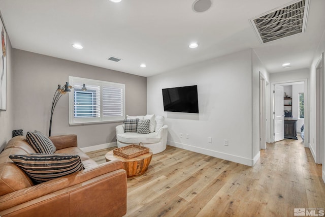 living room featuring light hardwood / wood-style flooring