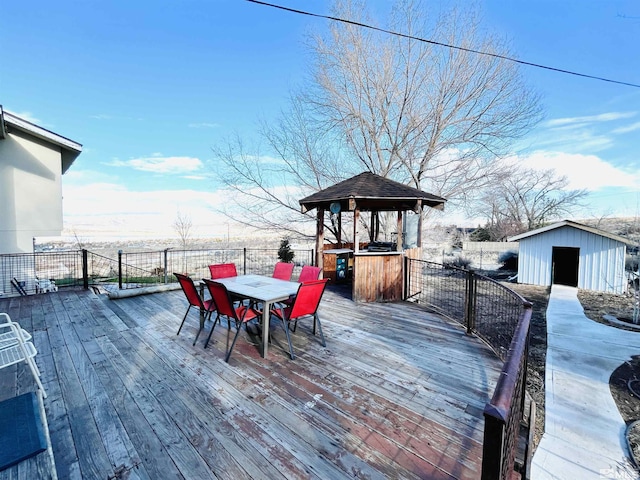 wooden terrace with a gazebo