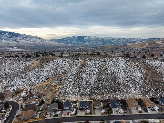 drone / aerial view with a mountain view