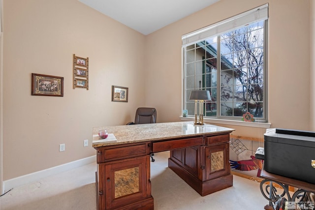 view of carpeted home office