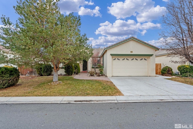 view of front facade featuring a front yard and a garage