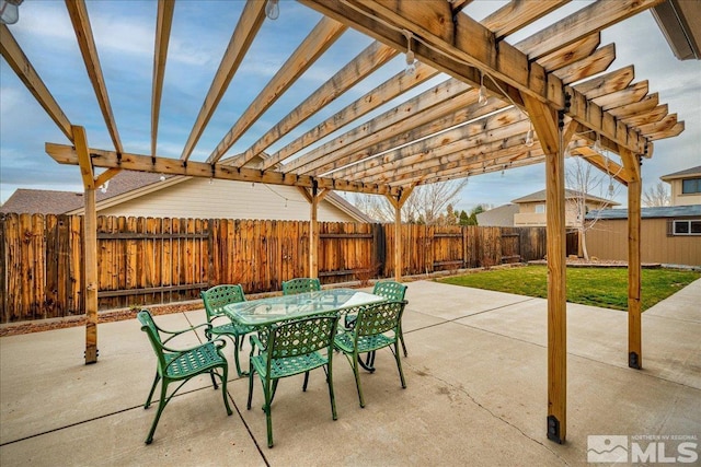 view of patio / terrace featuring a pergola