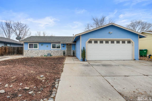 single story home featuring a garage