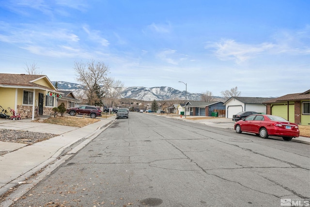 view of street with a mountain view