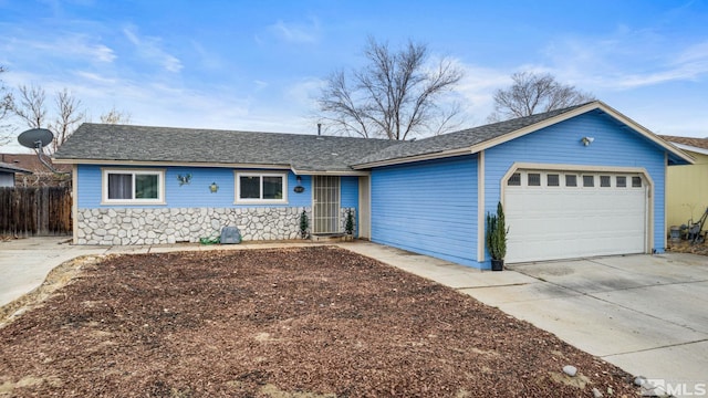 single story home with a garage