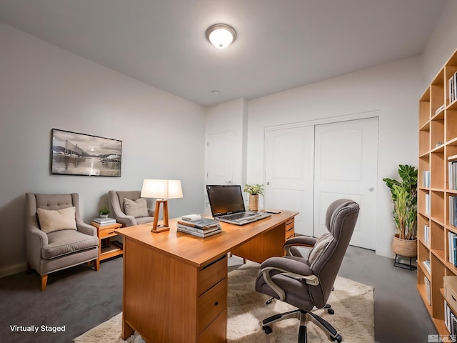 view of carpeted office space