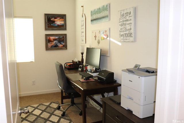 office featuring light carpet