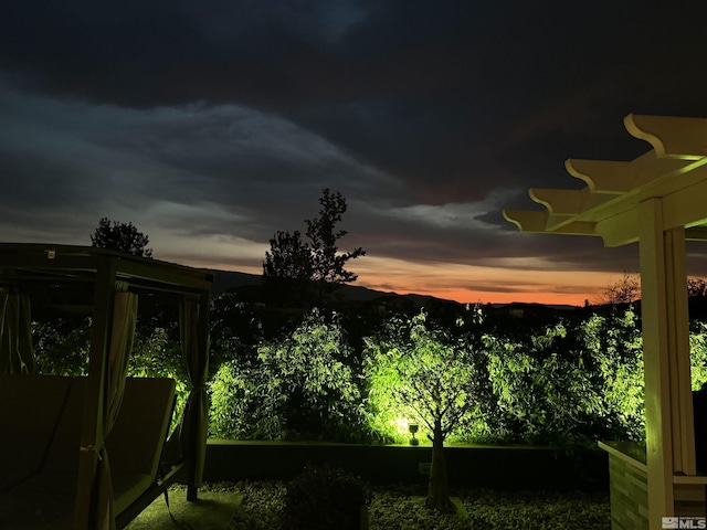 view of yard at dusk