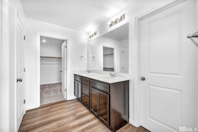 bathroom featuring vanity and wood-type flooring