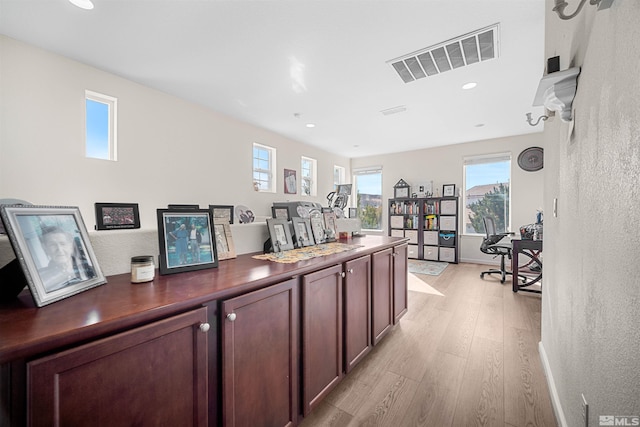 interior space with light hardwood / wood-style flooring