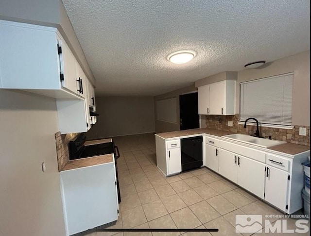 kitchen with black dishwasher, white cabinetry, and sink