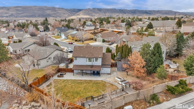 bird's eye view with a mountain view