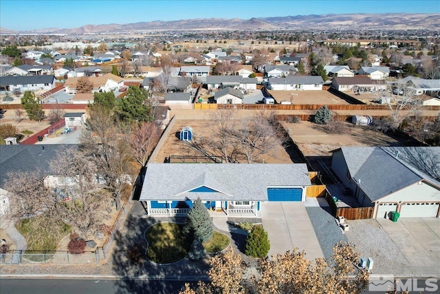 drone / aerial view with a mountain view