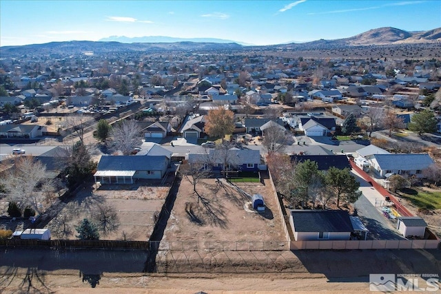 bird's eye view with a mountain view