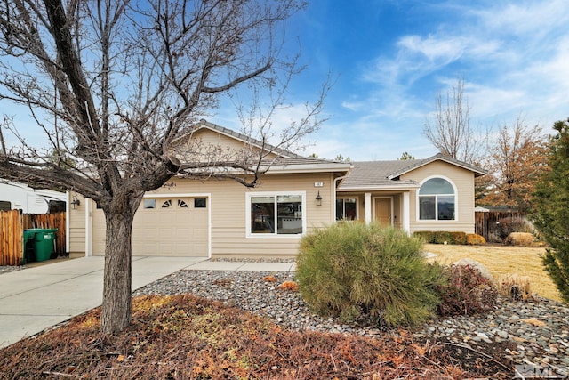 single story home with a garage