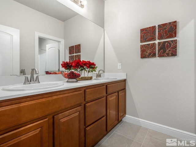 bathroom featuring vanity and tile patterned floors