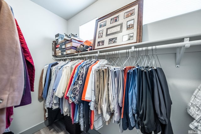 spacious closet featuring wood-type flooring