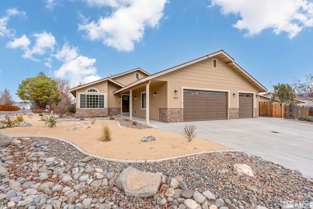 ranch-style home with a garage