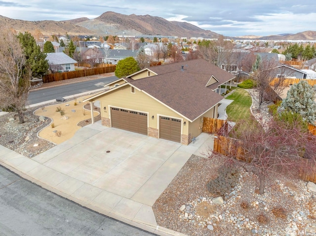 bird's eye view with a mountain view